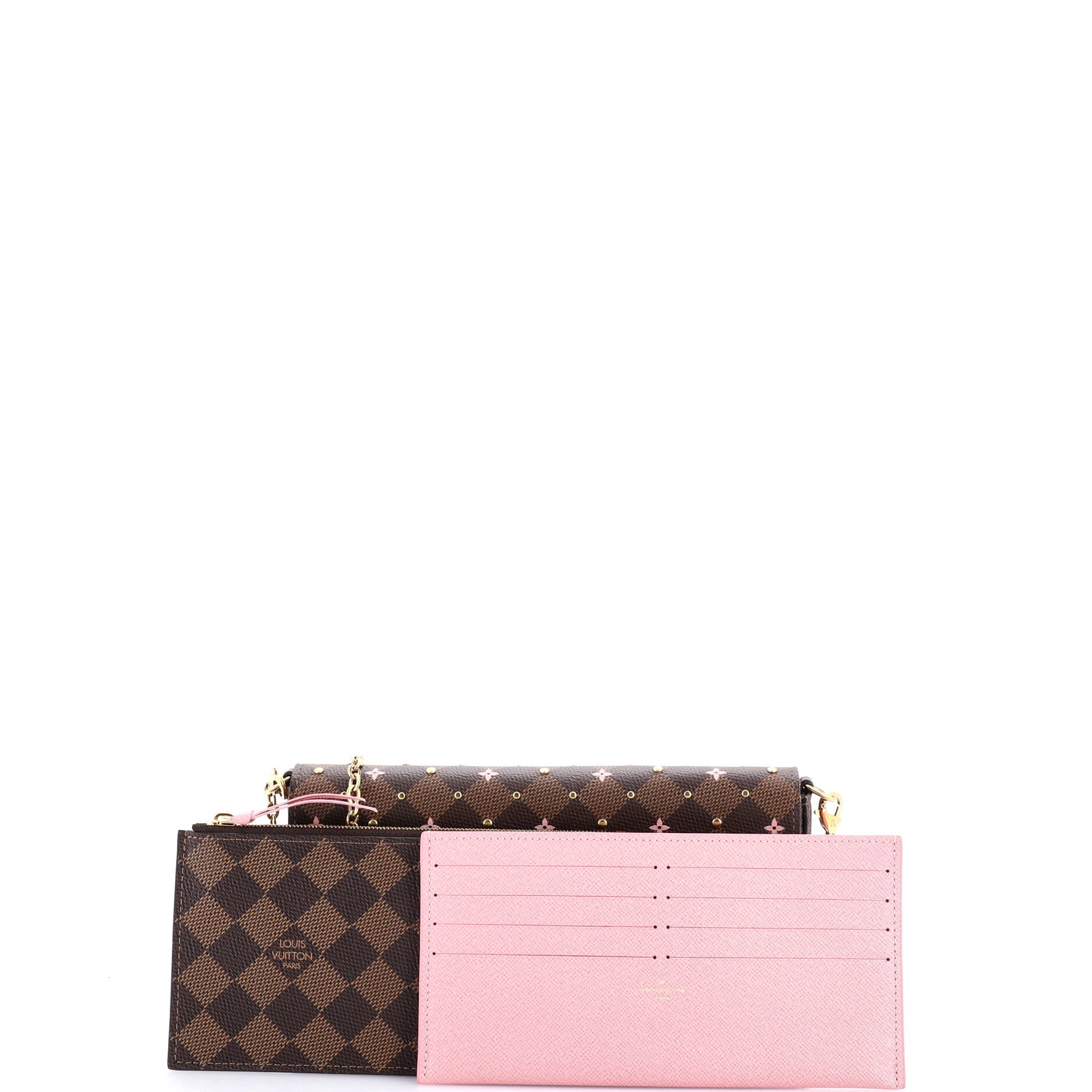 Felicie Pochette Flower Printed Studded Damier