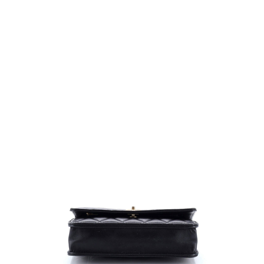 Quilted Metal Top Handle Wallet on Chain Quilted Lambskin