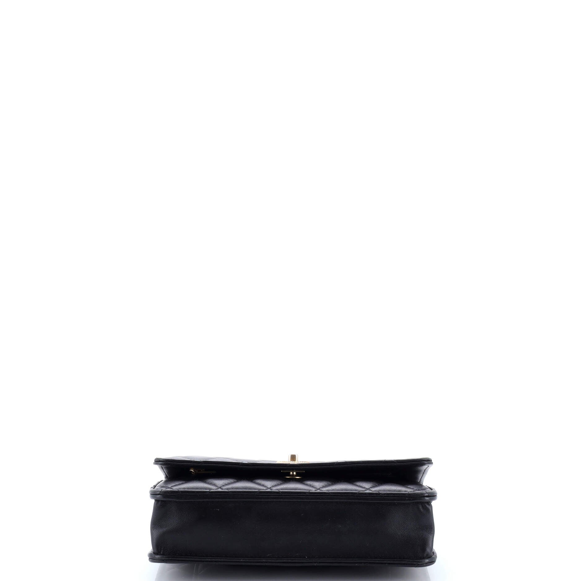 Quilted Metal Top Handle Wallet on Chain Quilted Lambskin