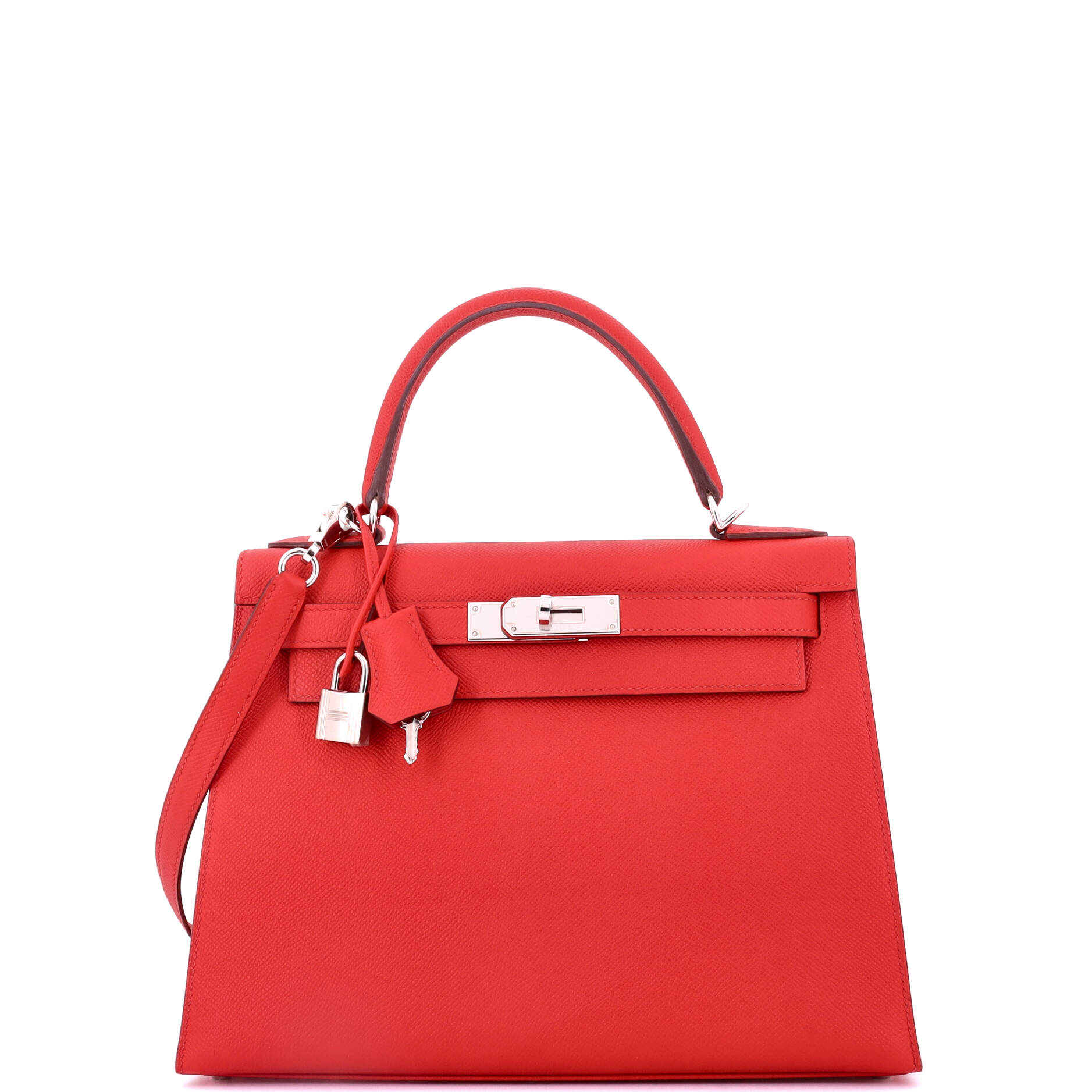 Kelly Handbag Rouge Tomate Epsom with Palladium Hardware 28