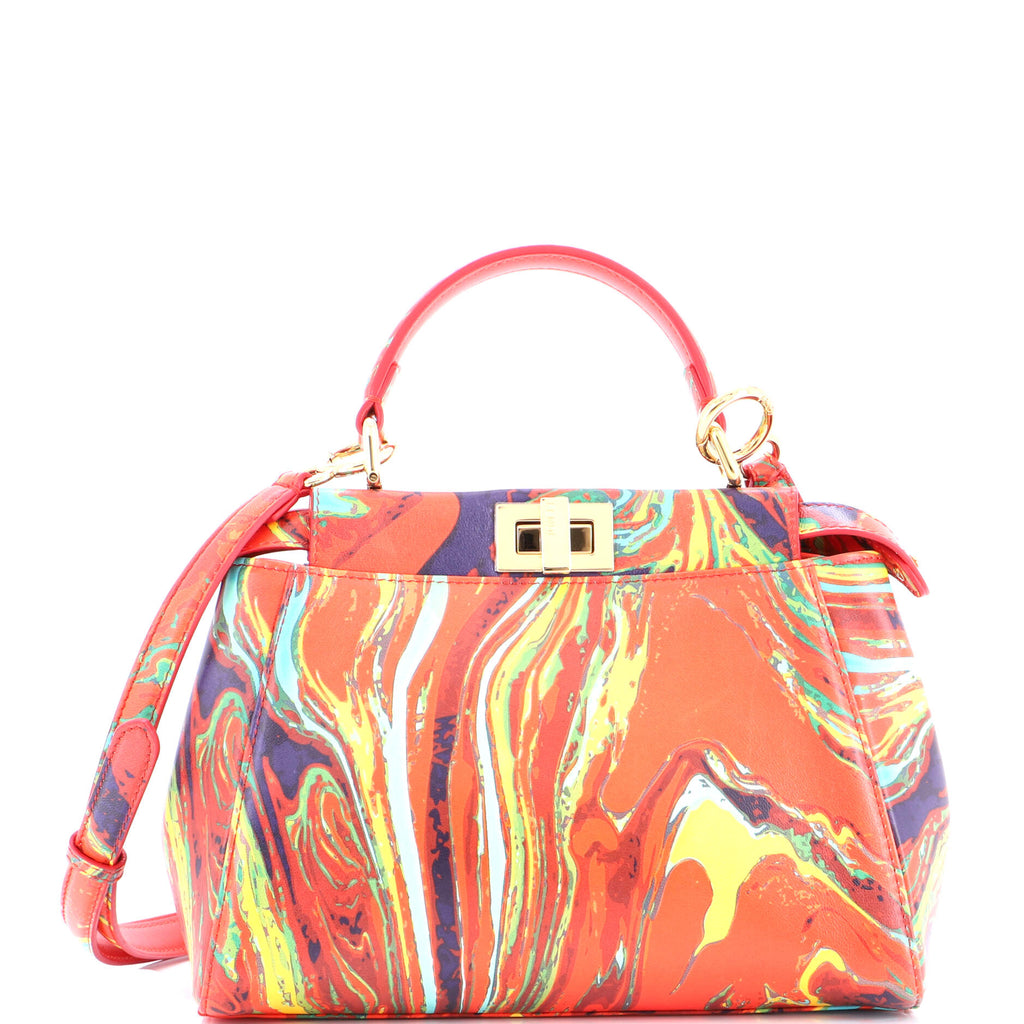 Peekaboo Bag Marble Print Leather Mini