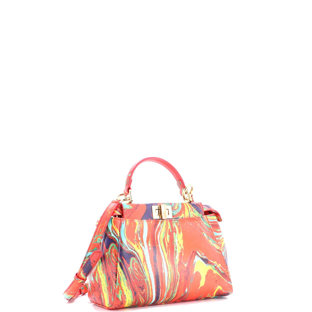 Peekaboo Bag Marble Print Leather Mini