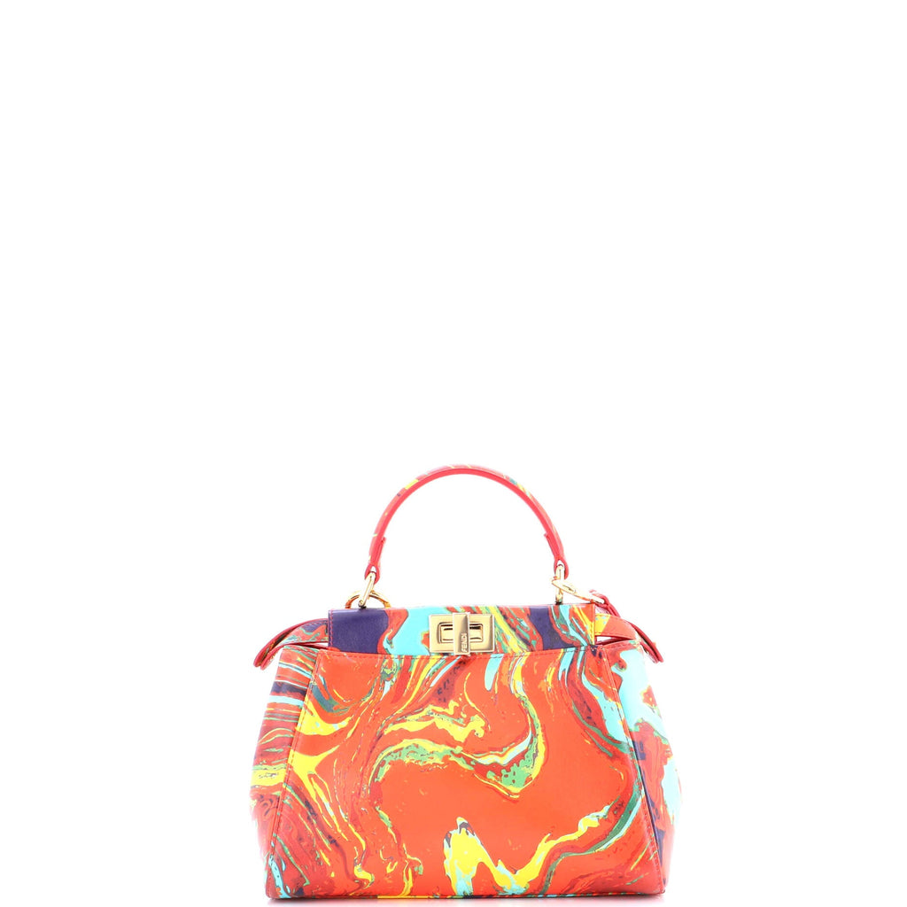 Peekaboo Bag Marble Print Leather Mini