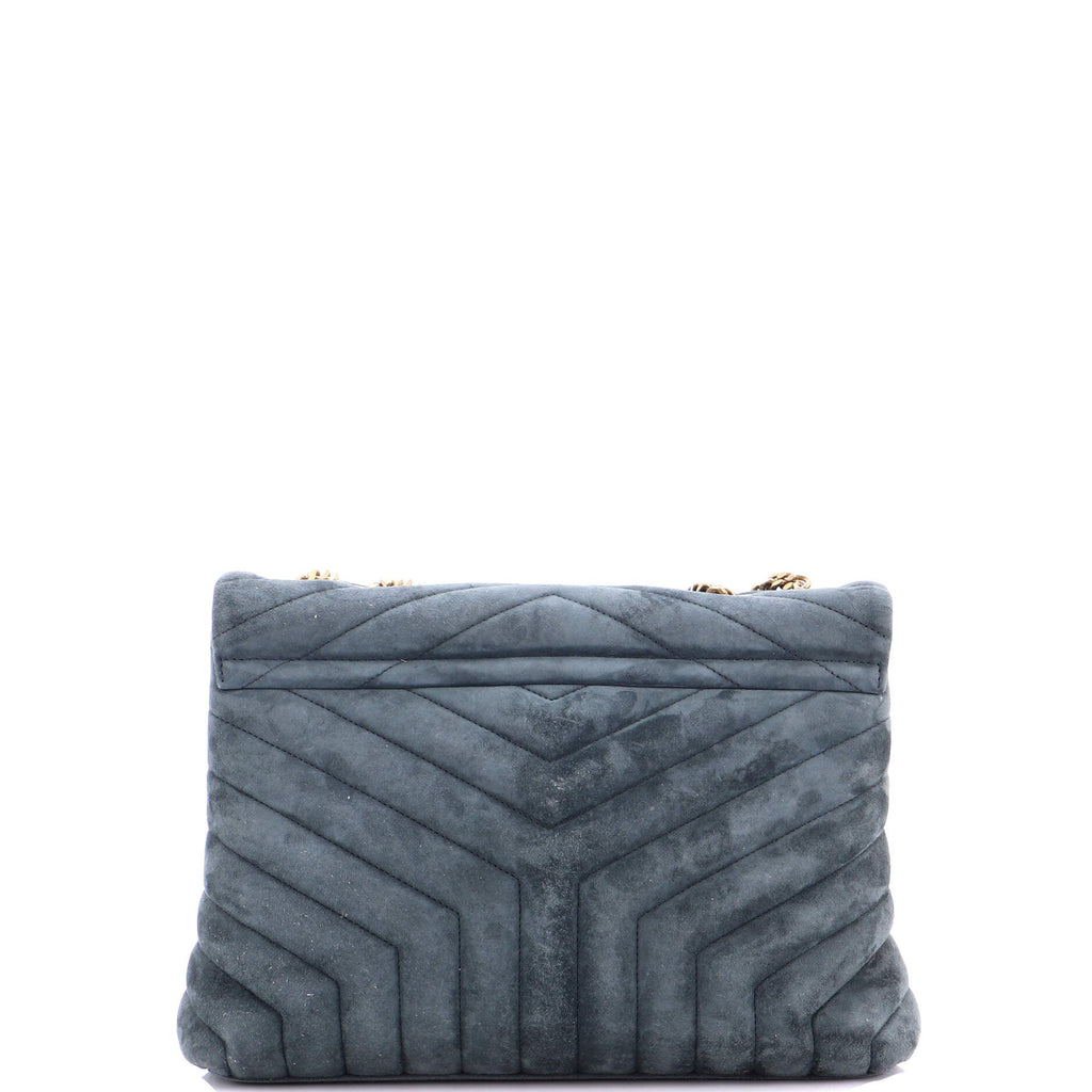 Loulou Shoulder Bag Matelasse Chevron Suede Medium