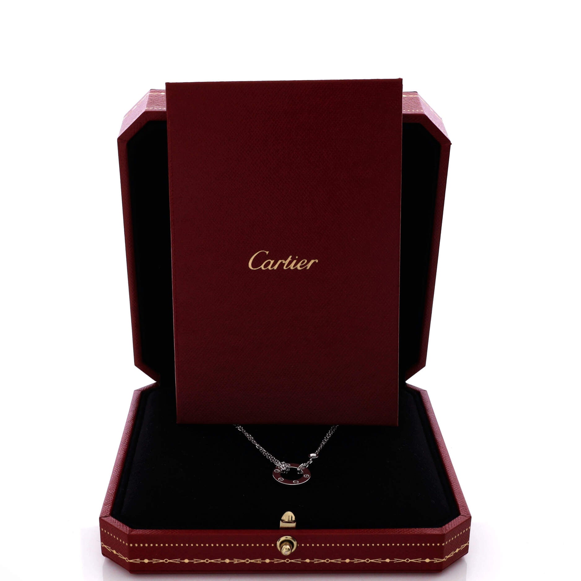 2 Diamonds Love Pendant Necklace 18K White Gold with Diamonds