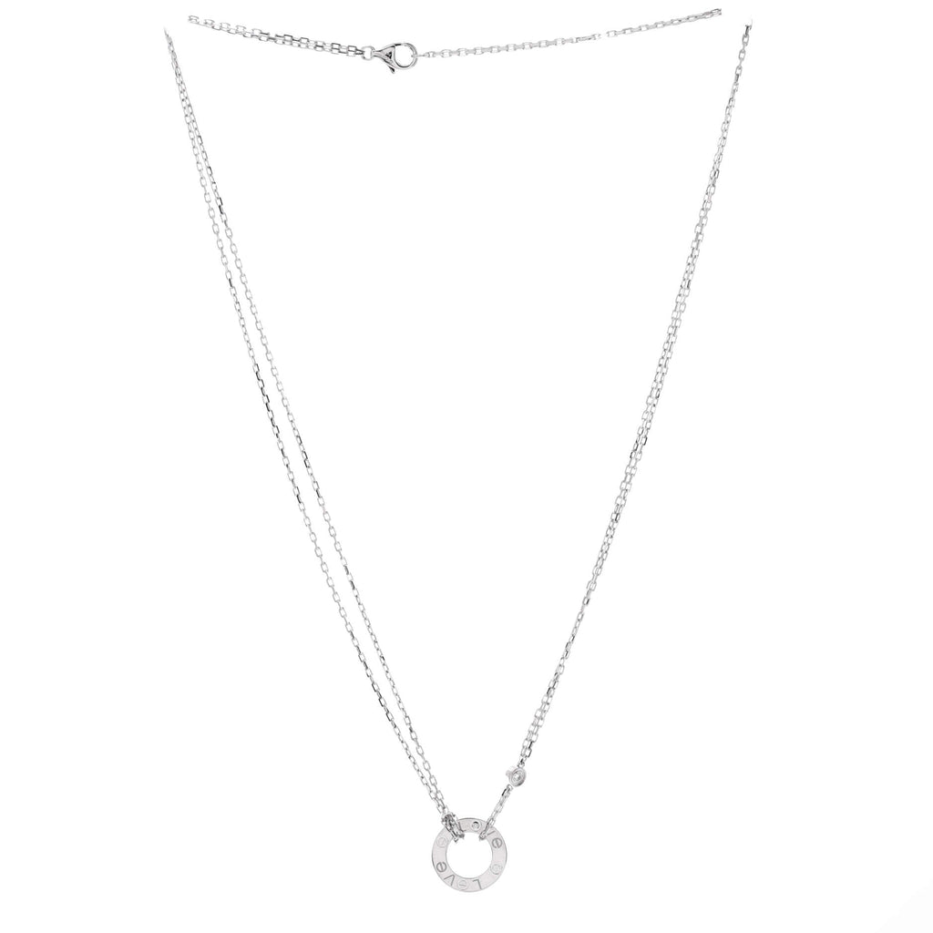 2 Diamonds Love Pendant Necklace 18K White Gold with Diamonds