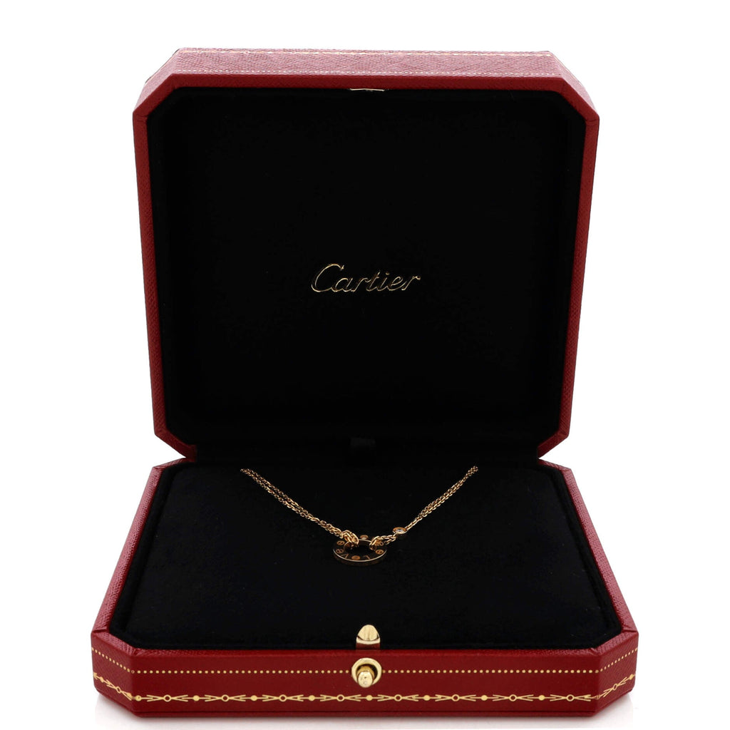 2 Diamonds Love Pendant Necklace 18K Yellow Gold and Diamonds