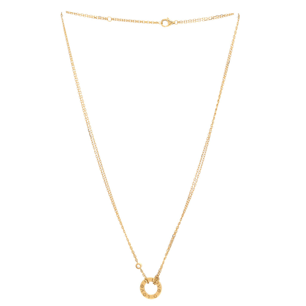 2 Diamonds Love Pendant Necklace 18K Yellow Gold and Diamonds