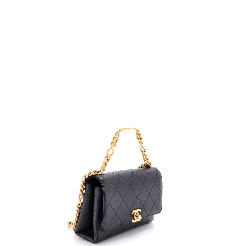 Bracelet On Chain Flap Bag Quilted Caviar Mini