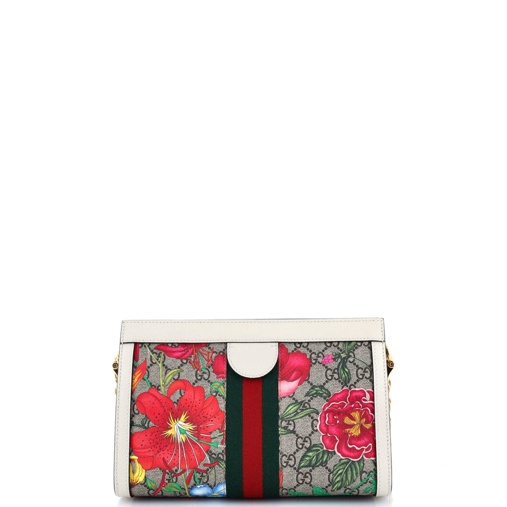 Ophidia Chain Shoulder Bag Flora GG Coated Canvas Small
