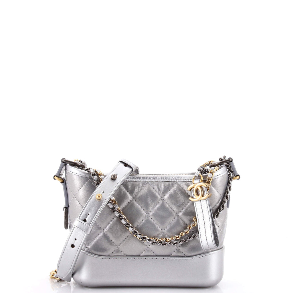 Gabrielle Hobo Quilted Metallic Aged Calfskin Small
