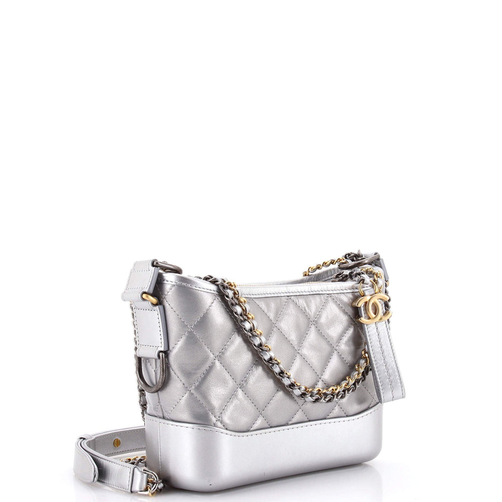Gabrielle Hobo Quilted Metallic Aged Calfskin Small