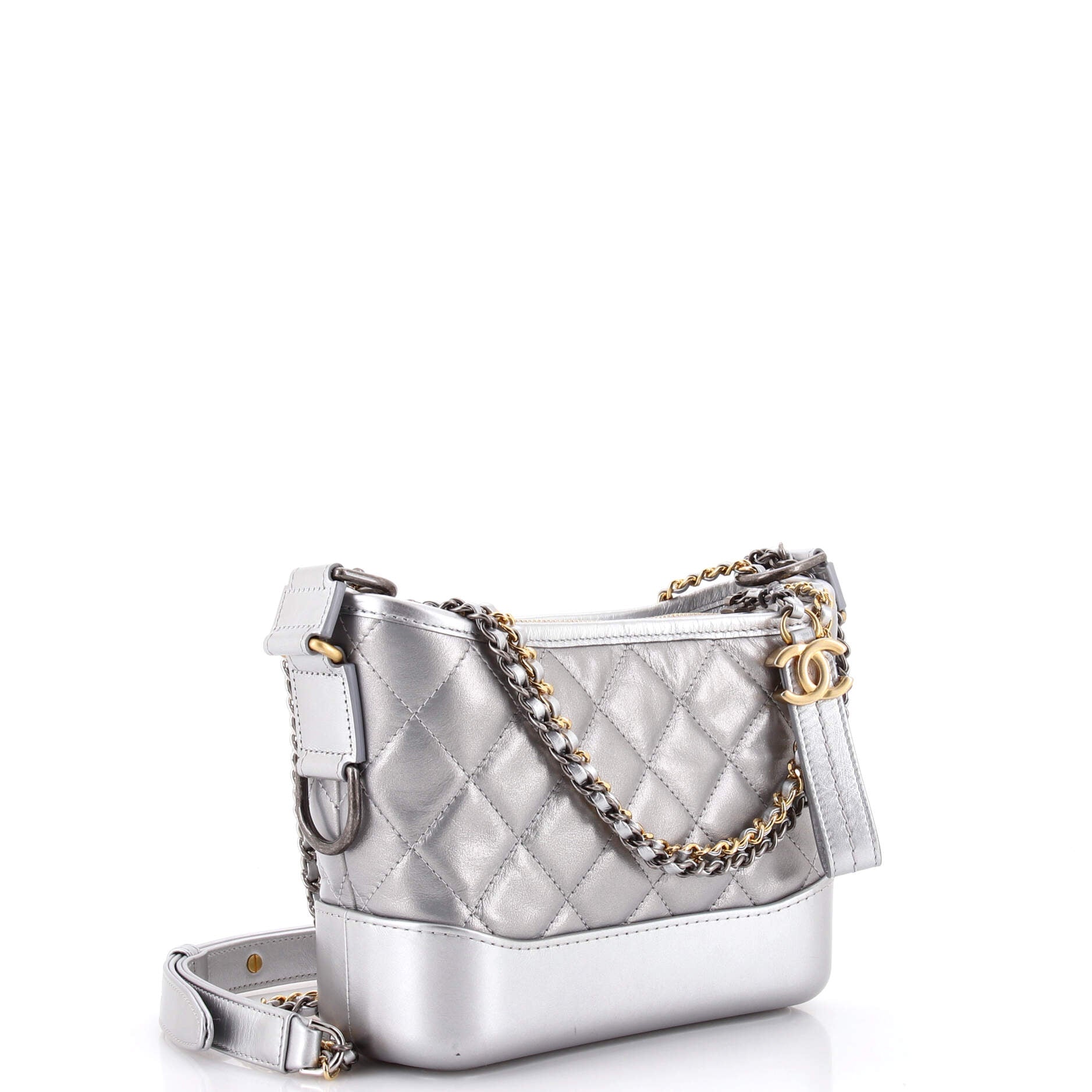Gabrielle Hobo Quilted Metallic Aged Calfskin Small
