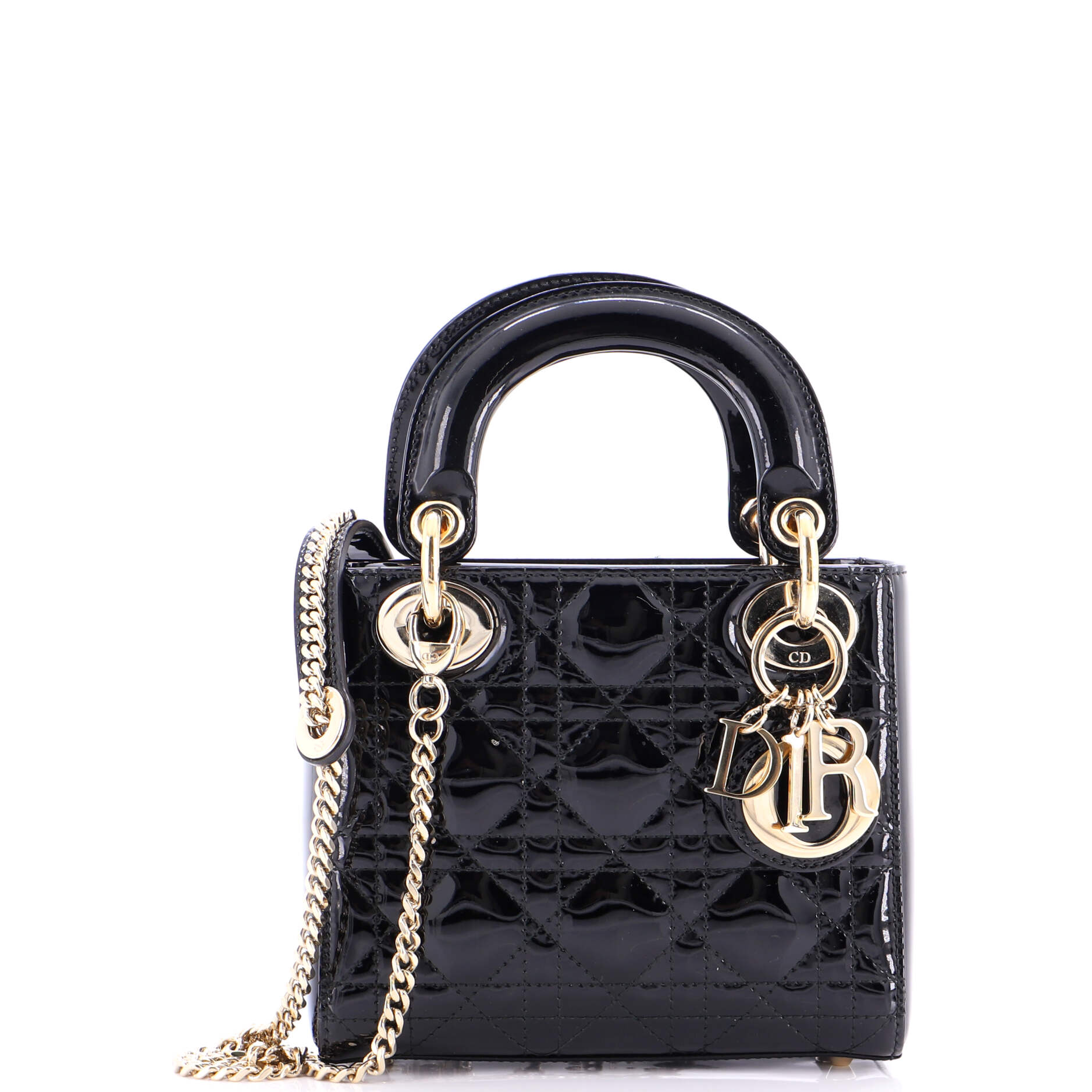 Lady Dior Chain Bag Cannage Quilt Patent Mini