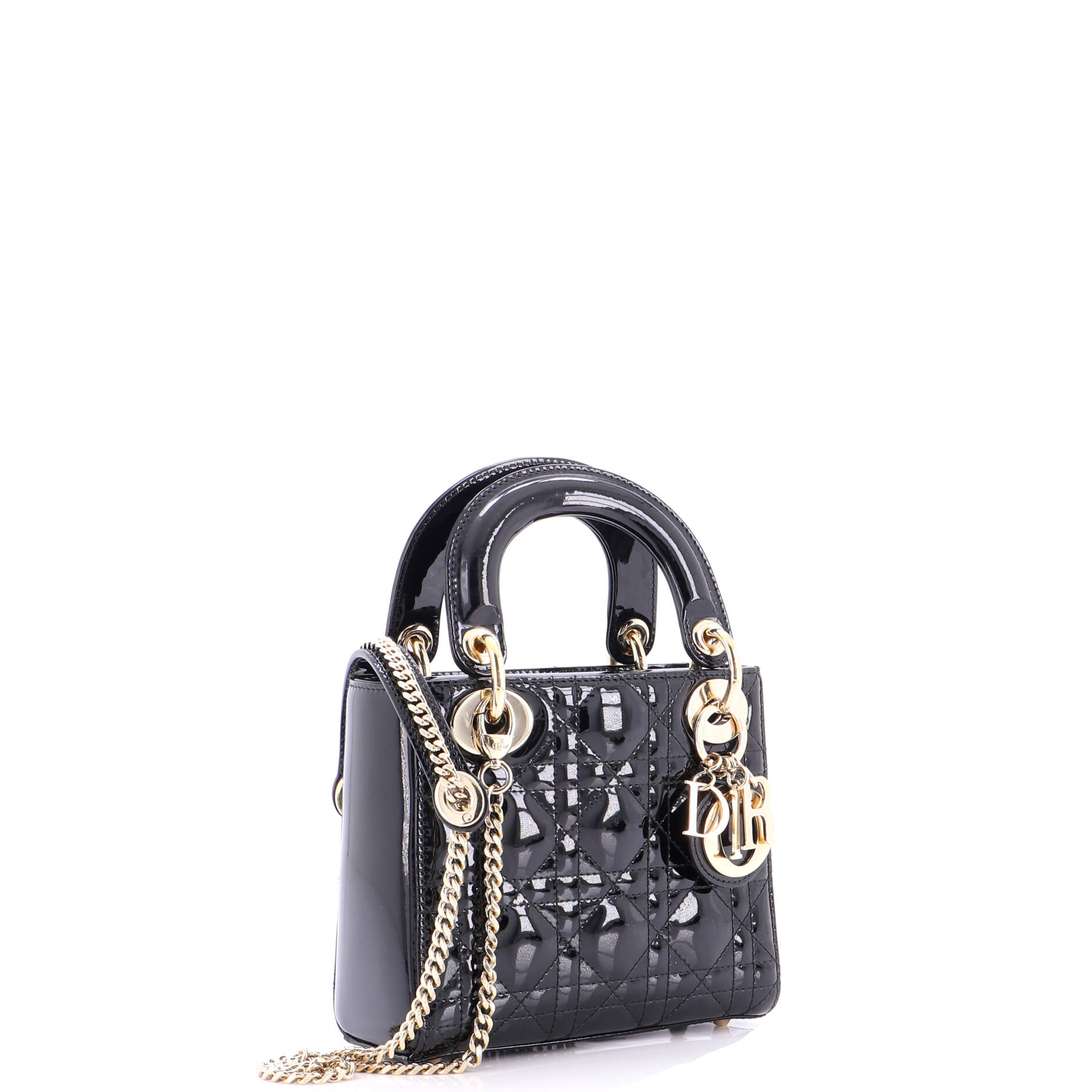 Lady Dior Chain Bag Cannage Quilt Patent Mini