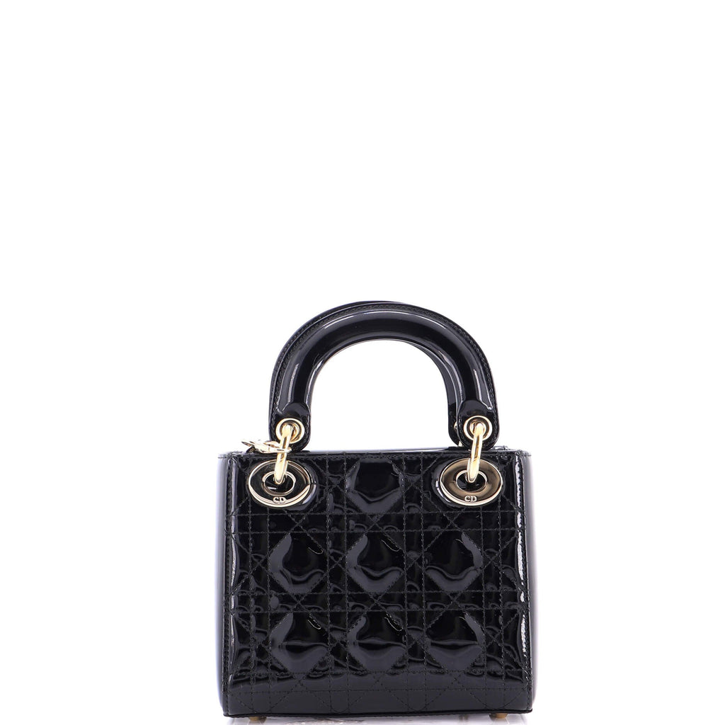 Lady Dior Chain Bag Cannage Quilt Patent Mini