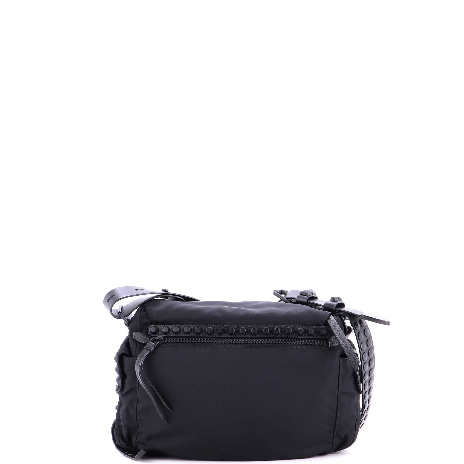 New Vela Flap Messenger Bag Tessuto with Studded Leather Medium