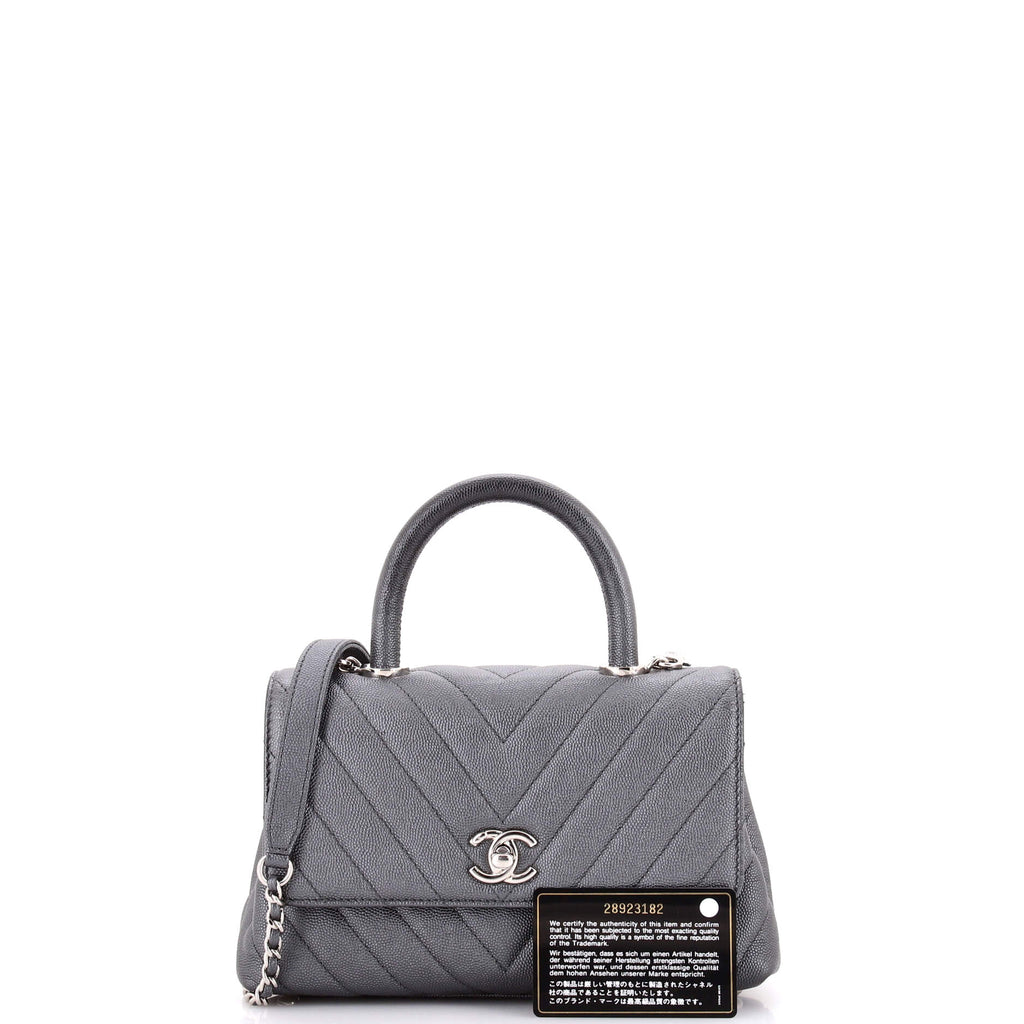 Coco Top Handle Bag Chevron Caviar Mini