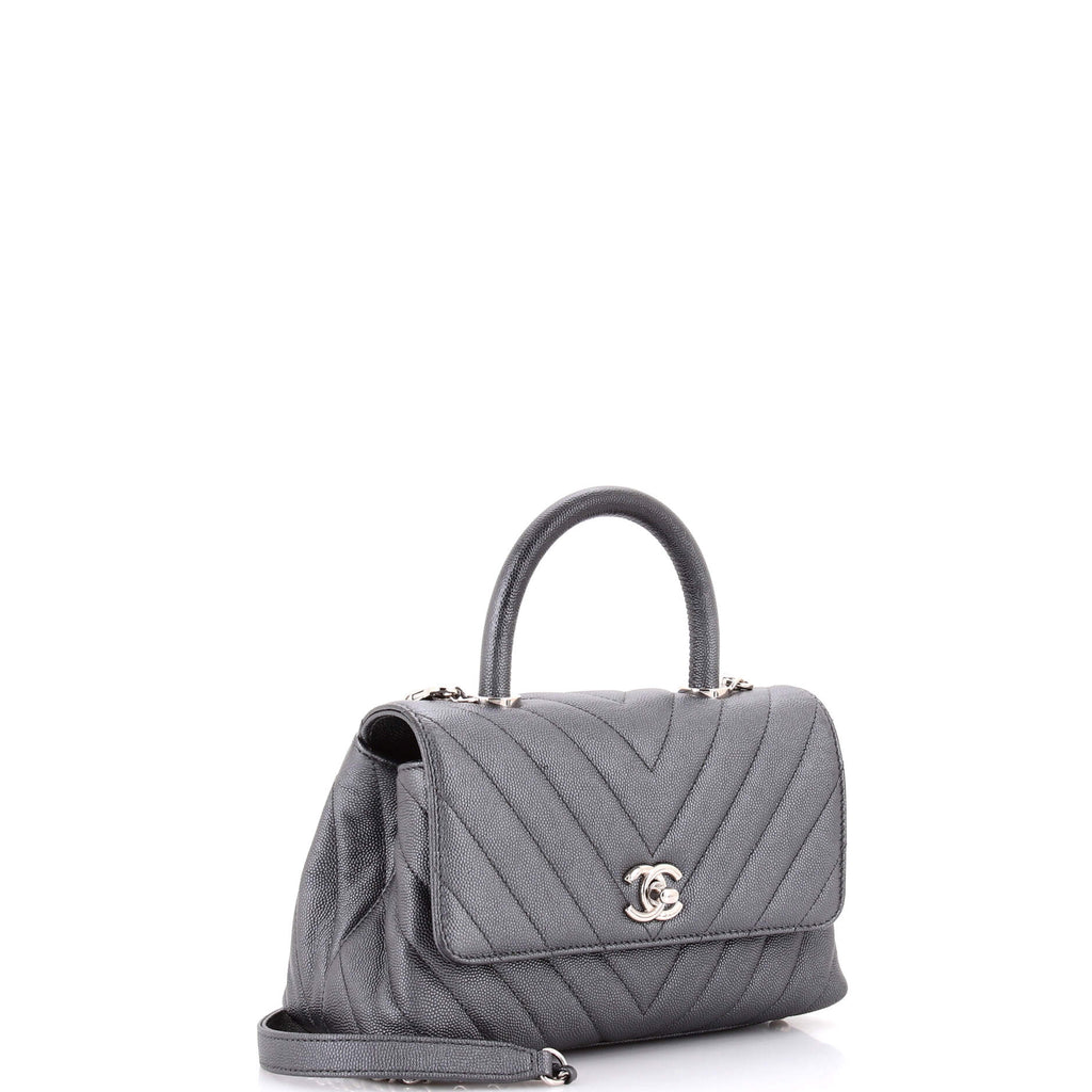 Coco Top Handle Bag Chevron Caviar Mini