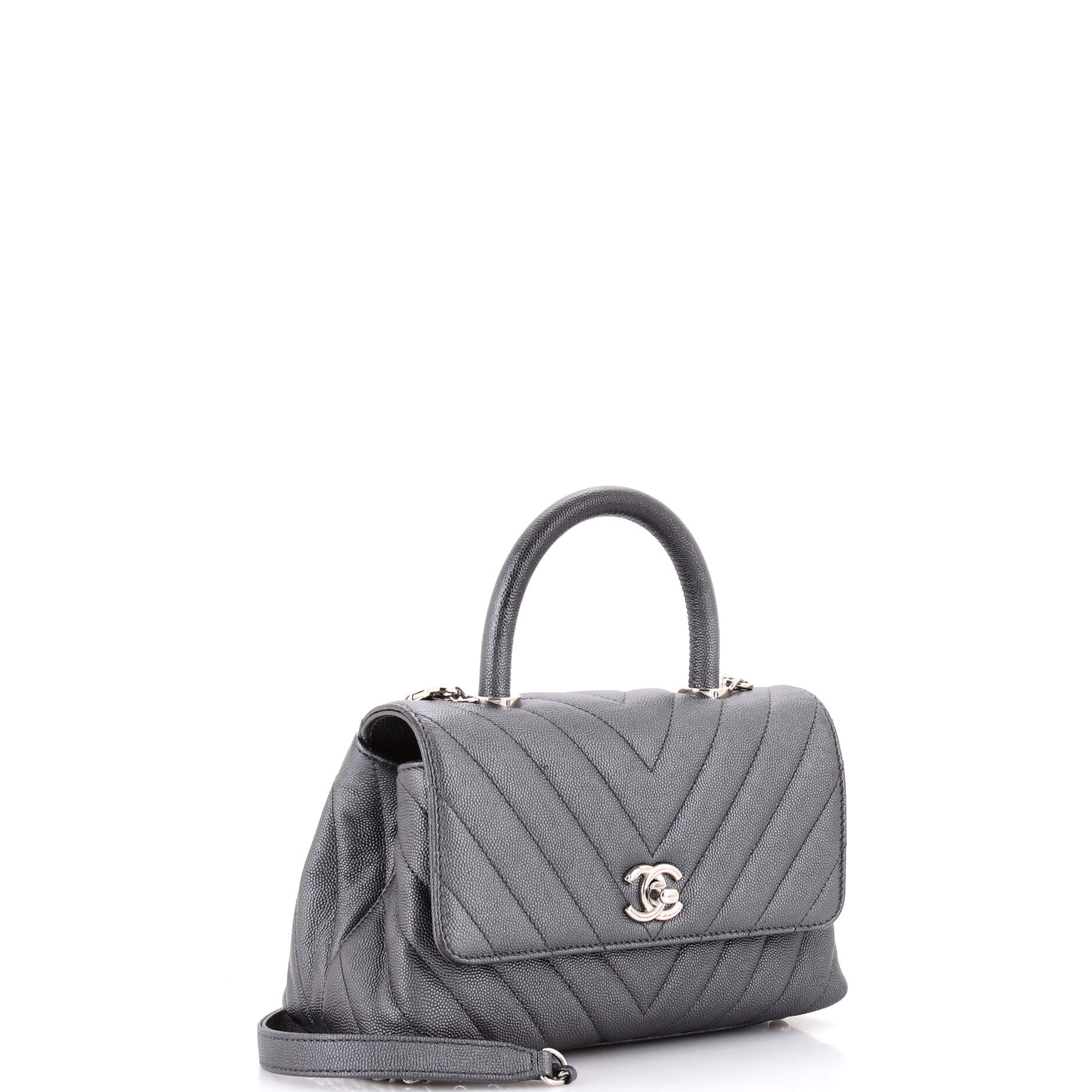 Coco Top Handle Bag Chevron Caviar Mini