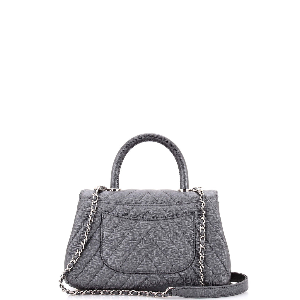 Coco Top Handle Bag Chevron Caviar Mini