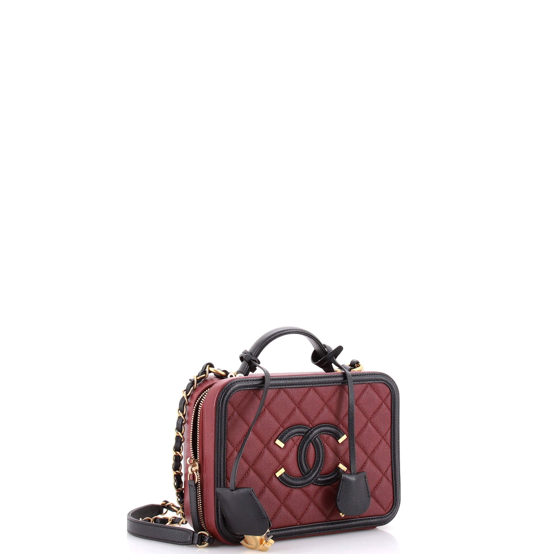Filigree Vanity Case Quilted Caviar Medium