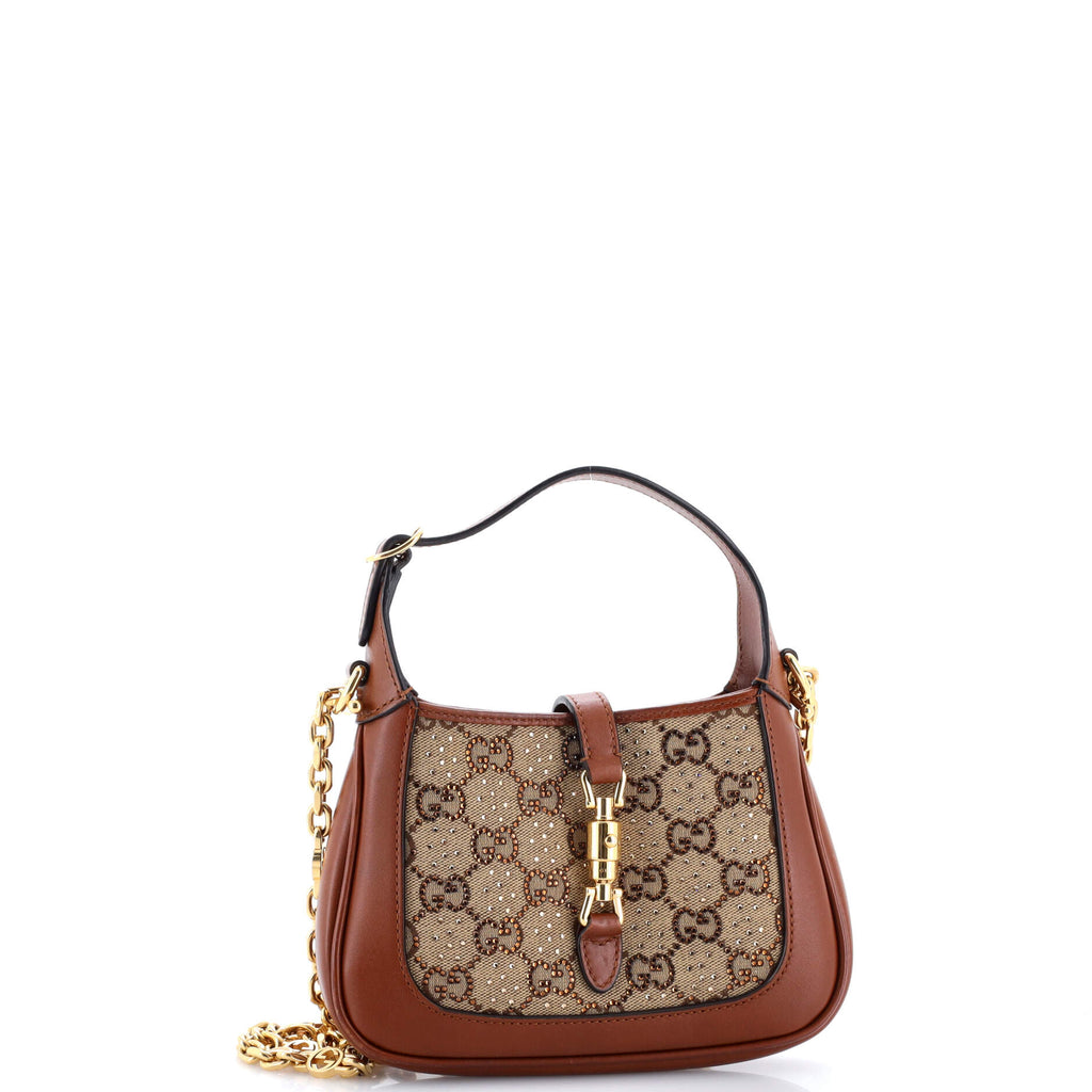 Jackie 1961 Chain Hobo Crystal Embellished GG Canvas Mini