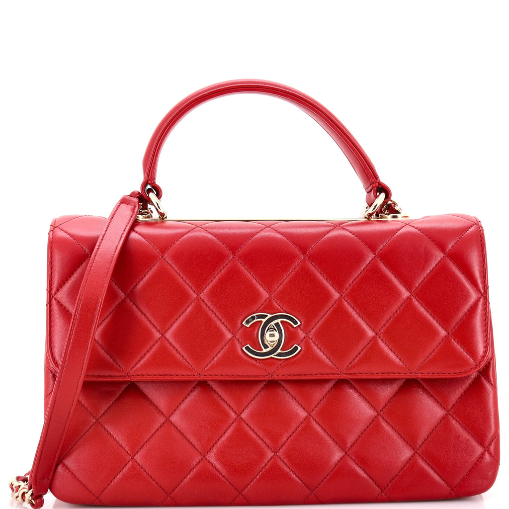Trendy CC Top Handle Bag Quilted Lambskin Medium