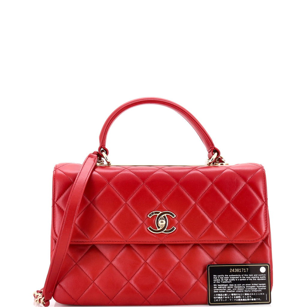 Trendy CC Top Handle Bag Quilted Lambskin Medium