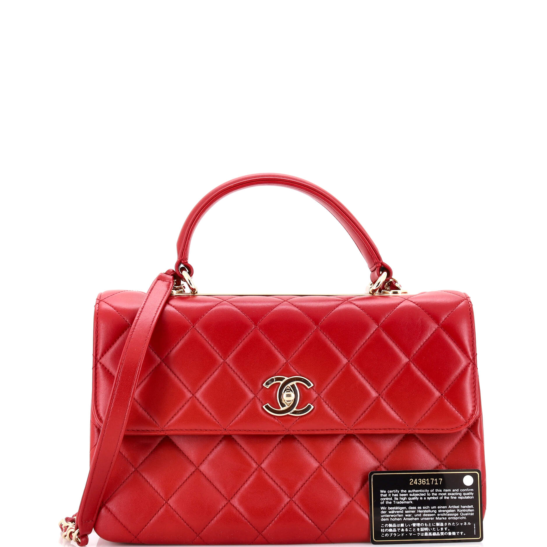 Trendy CC Top Handle Bag Quilted Lambskin Medium