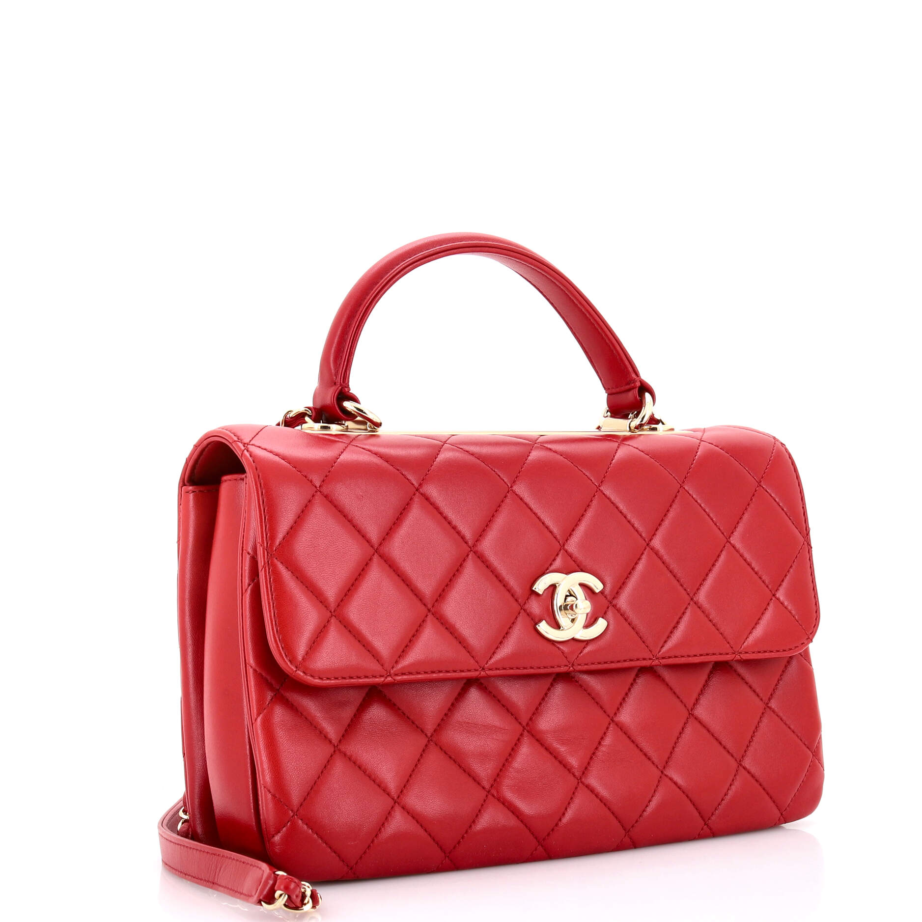 Trendy CC Top Handle Bag Quilted Lambskin Medium