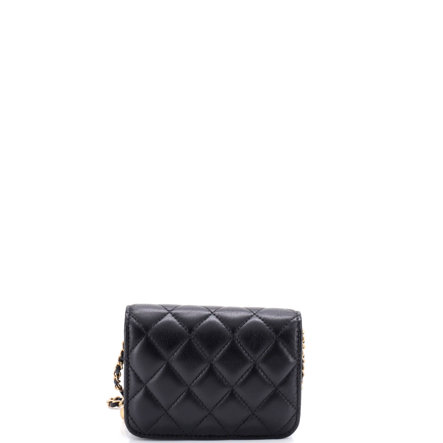 Pearl Crush Flap Clutch with Chain Quilted Lambskin Mini