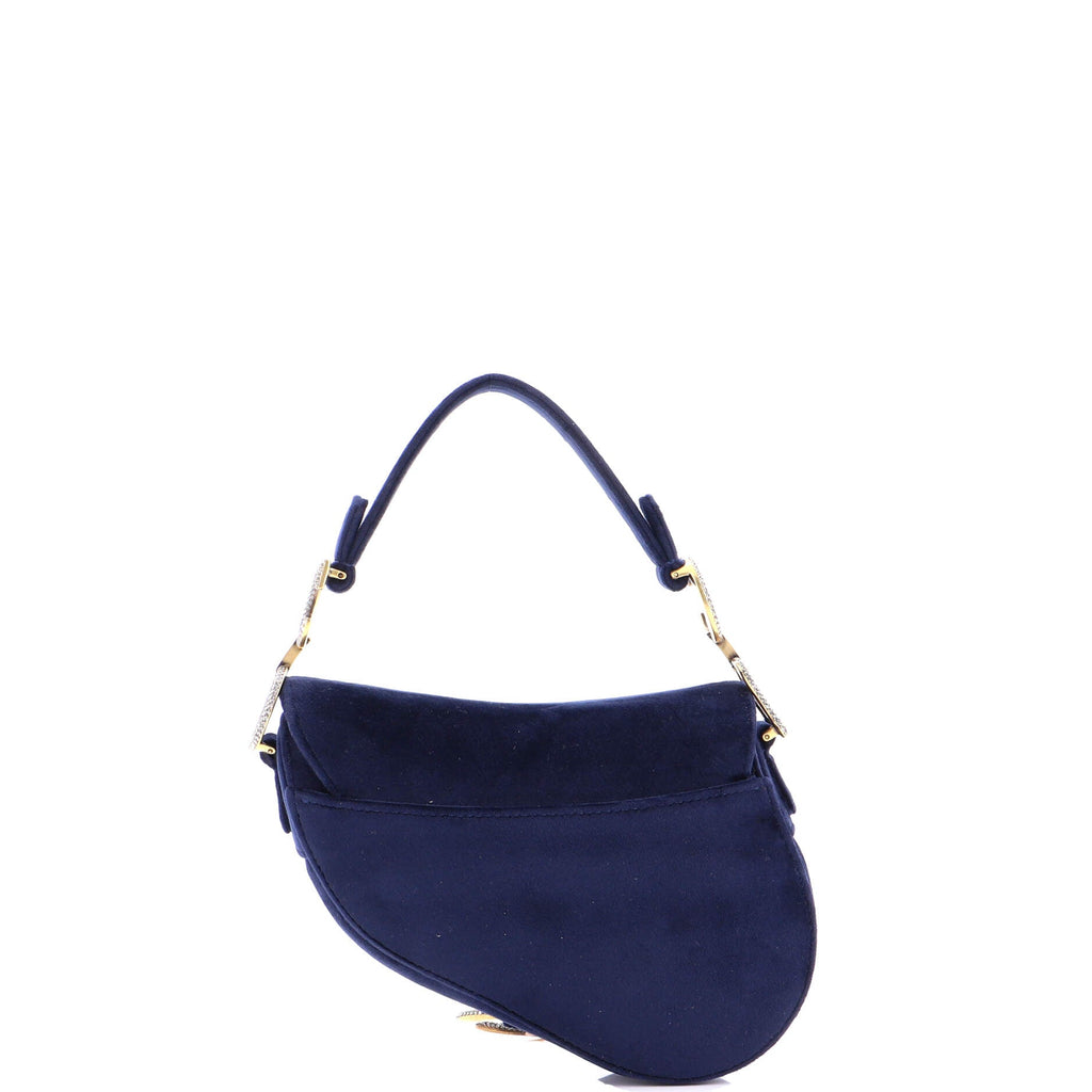 Saddle Handbag Velvet with Crystals Mini
