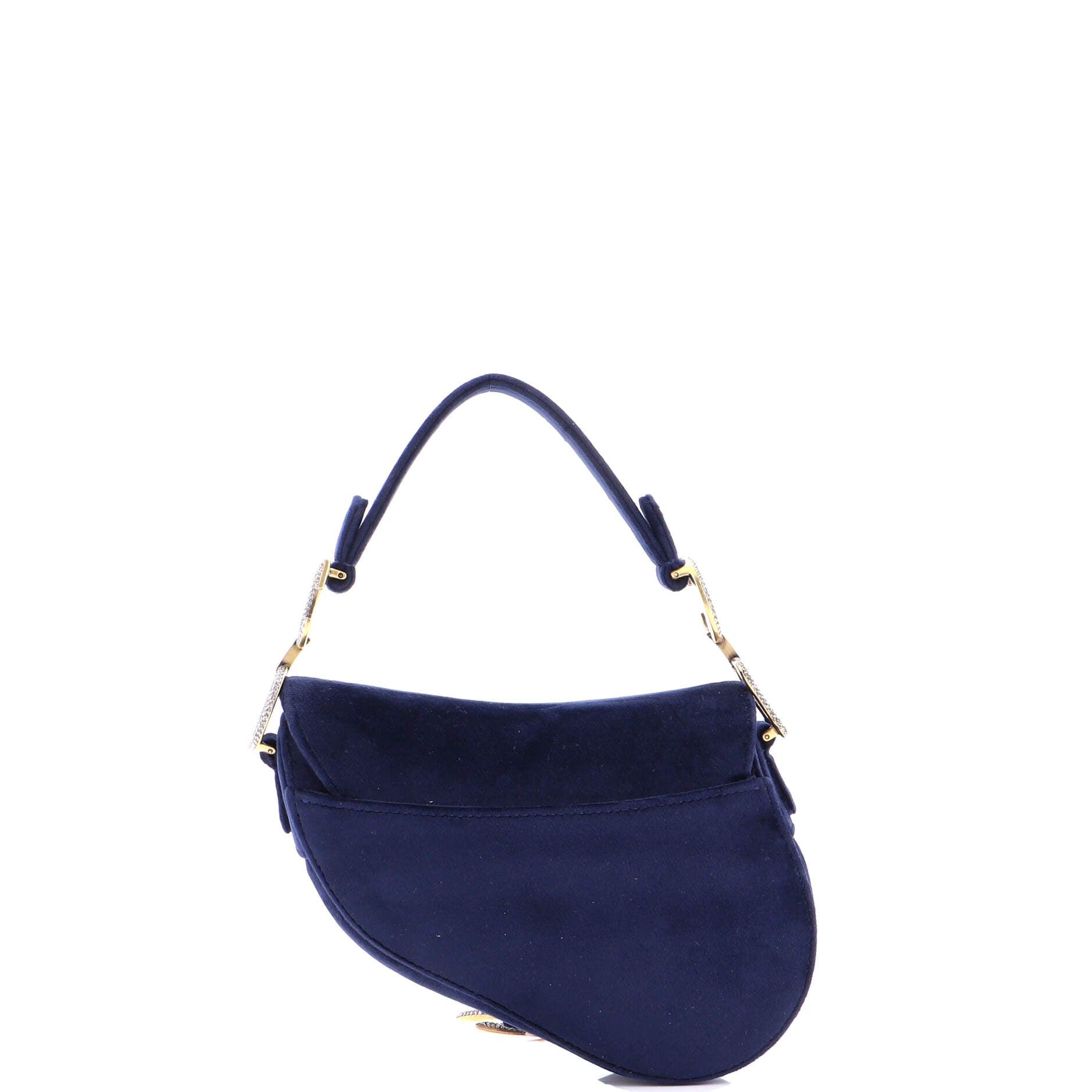 Saddle Handbag Velvet with Crystals Mini