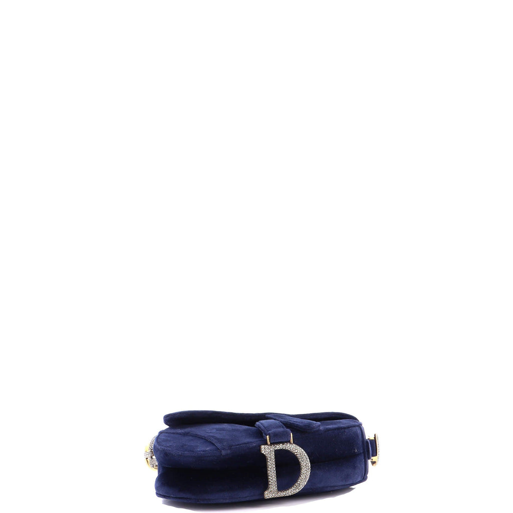 Saddle Handbag Velvet with Crystals Mini