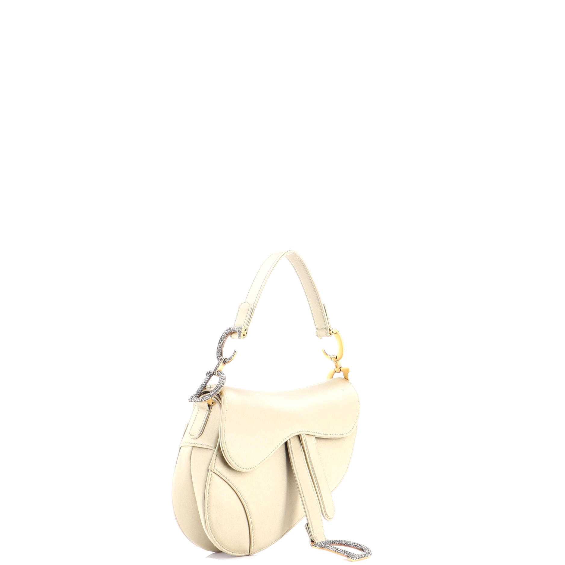 Saddle Handbag Satin with Crystals Mini