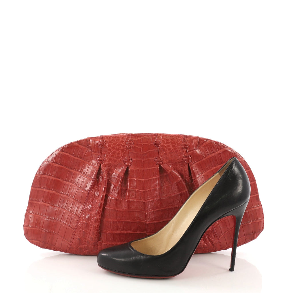 Clutch Pleated Crocodile Long