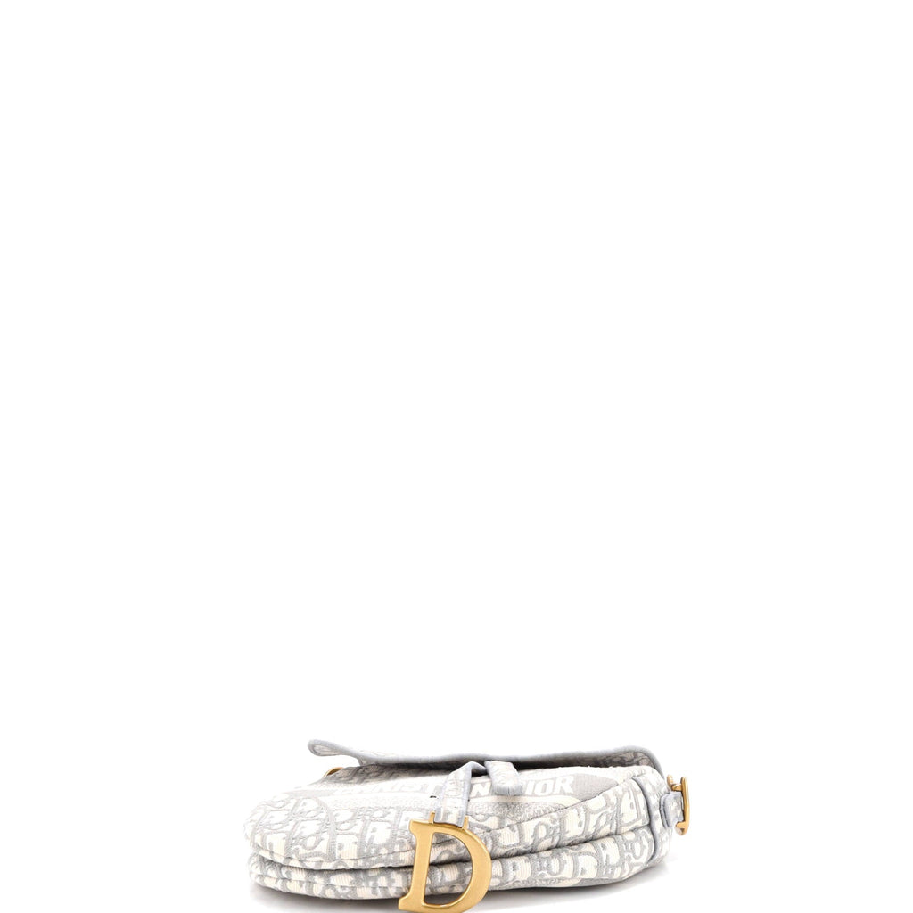 Saddle Handbag Logo Embroidered Oblique Canvas Medium