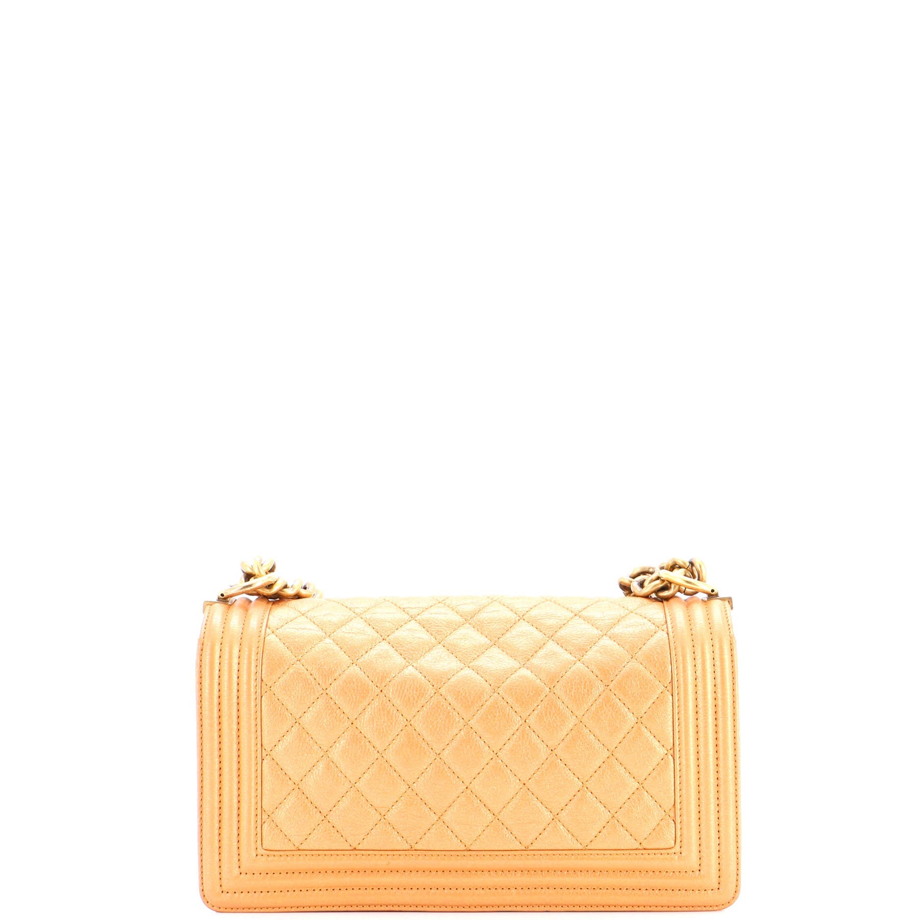 Boy Flap Bag Quilted Metallic Calfskin Old Medium