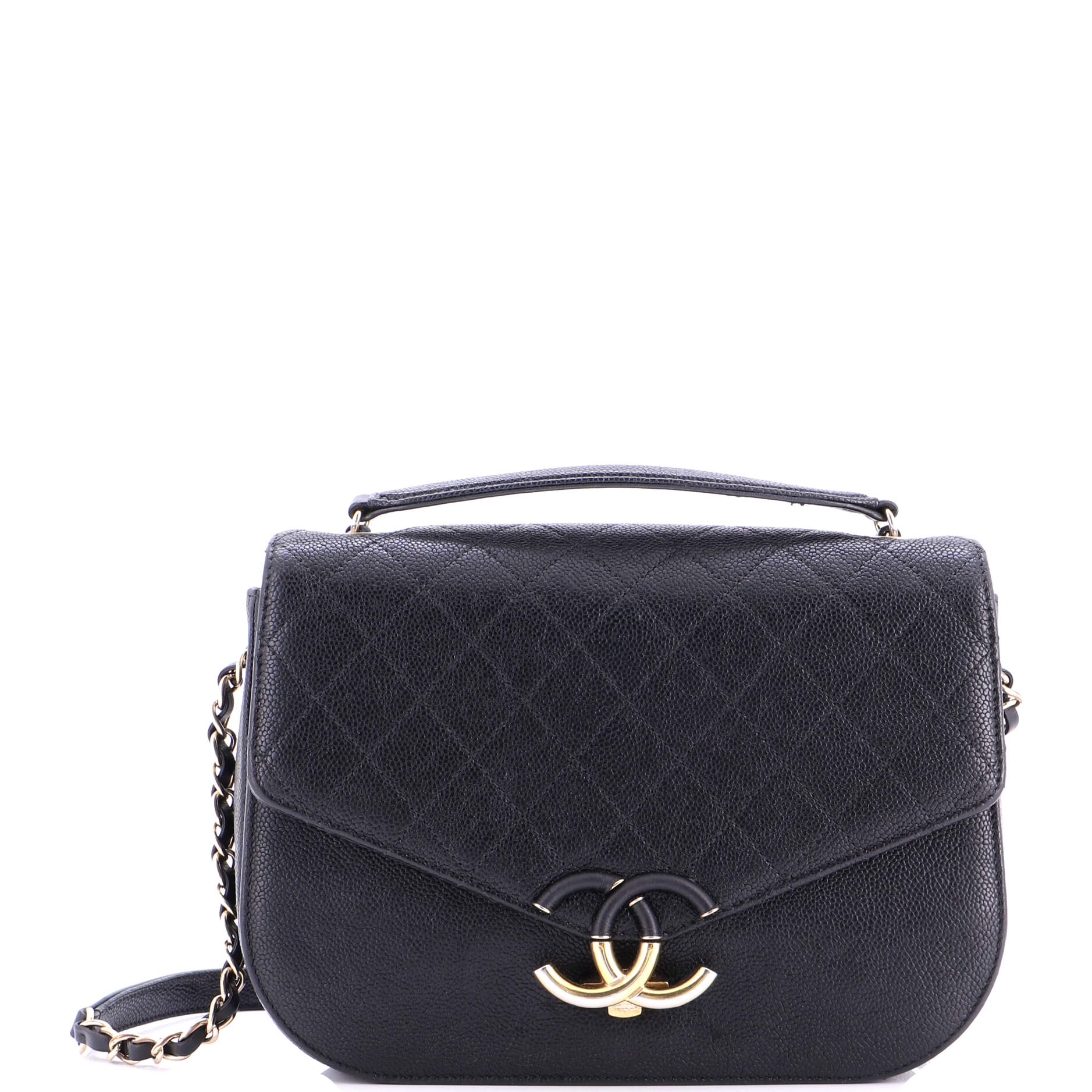 Thread Around Flap Bag Quilted Caviar Medium