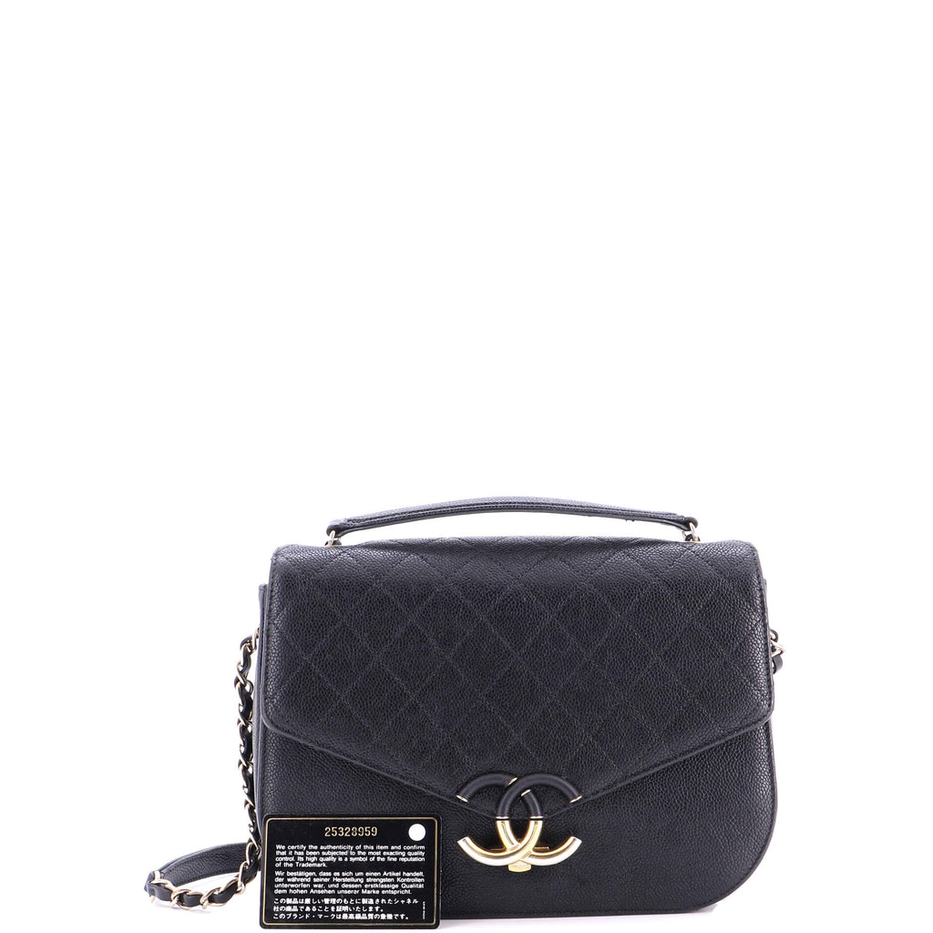 Thread Around Flap Bag Quilted Caviar Medium