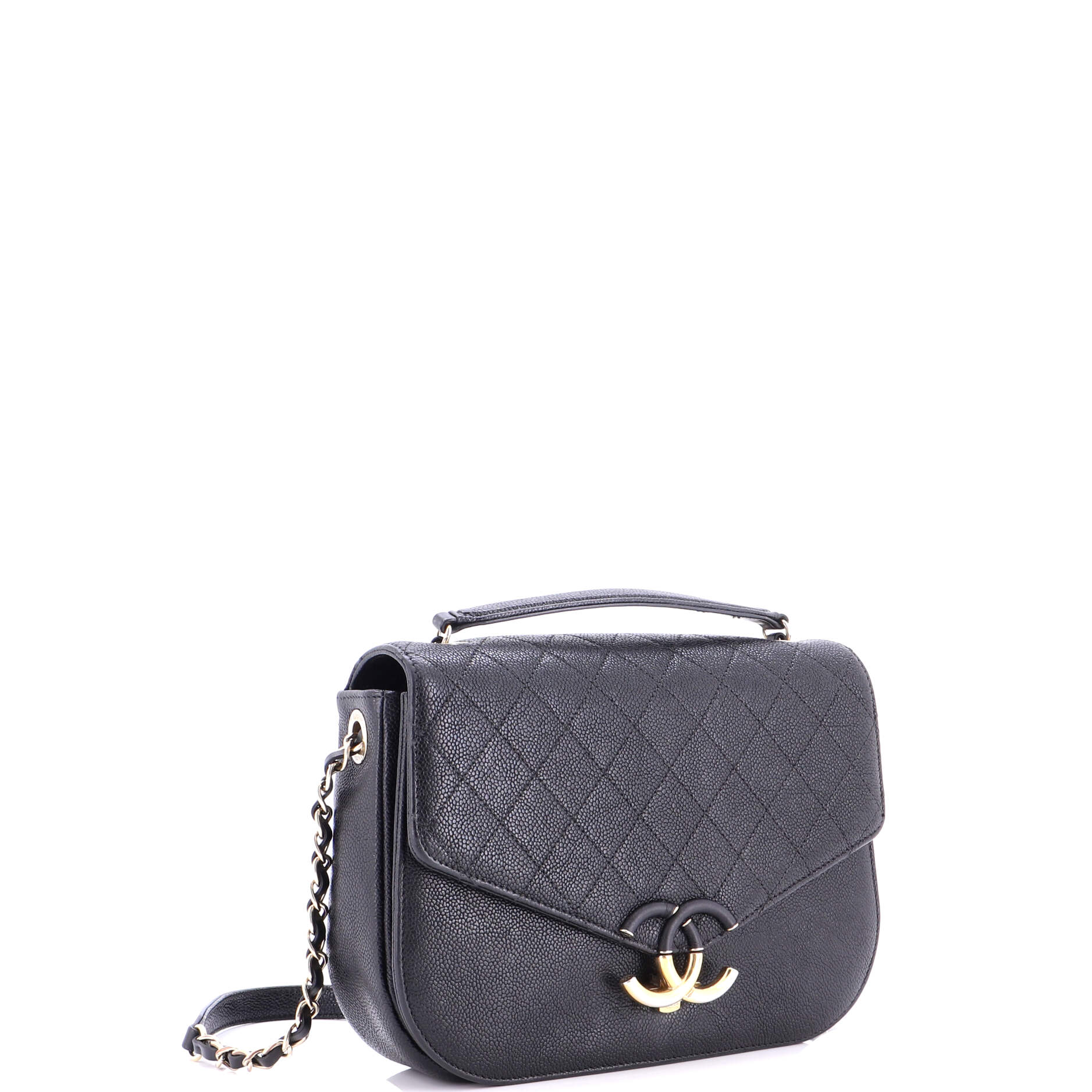 Thread Around Flap Bag Quilted Caviar Medium