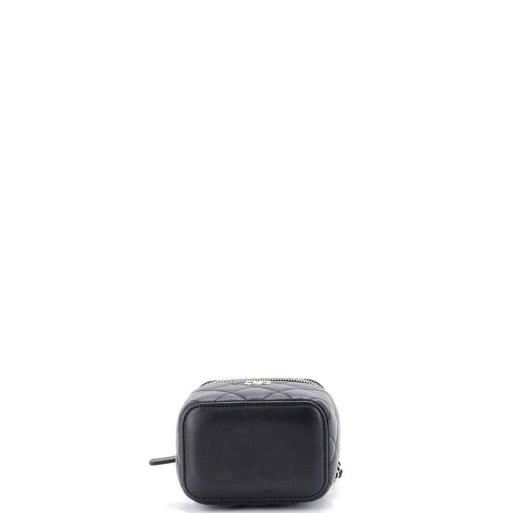 Tiny CC Link Vanity Case with Chain Quilted Caviar Mini