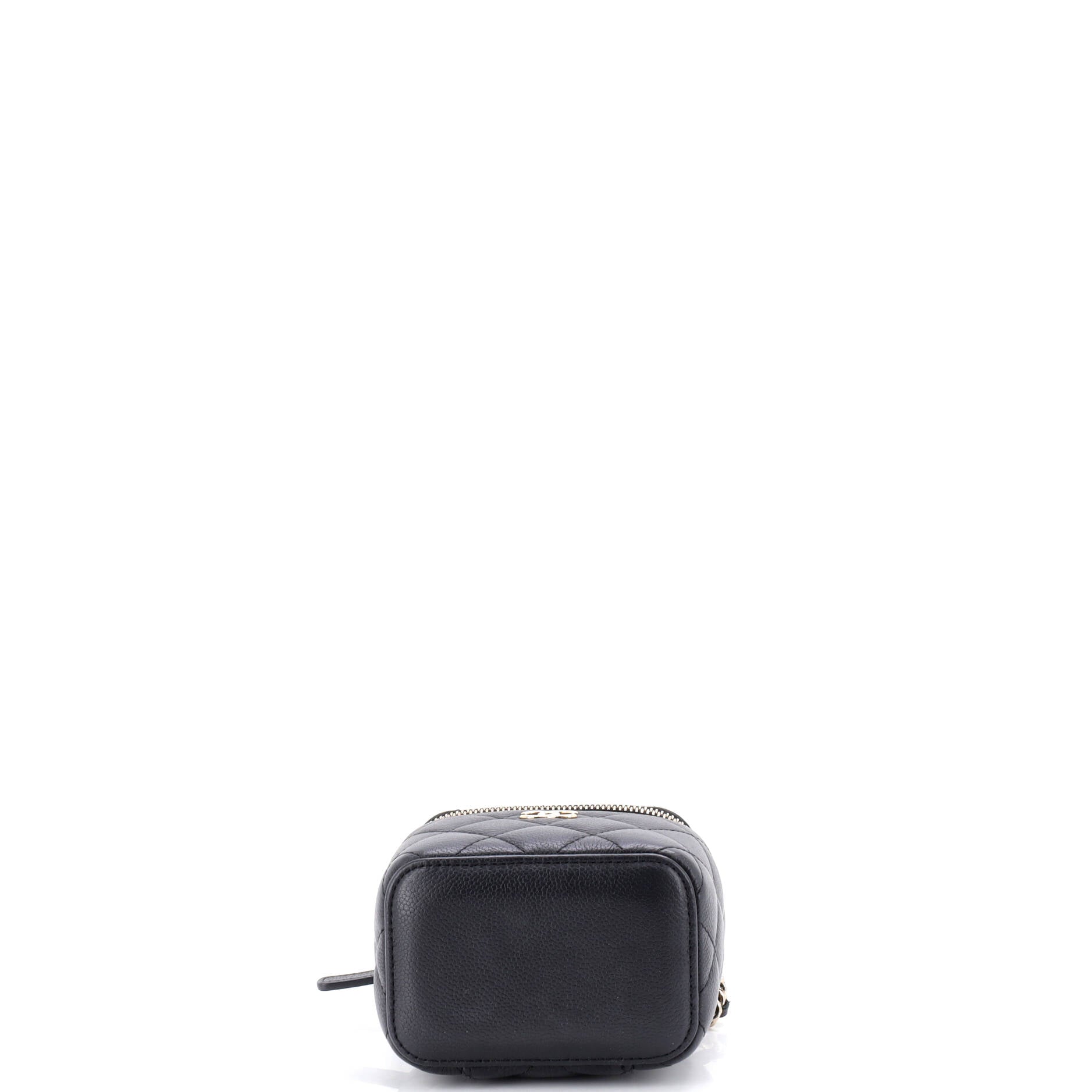 Tiny CC Link Vanity Case with Chain Quilted Caviar Mini