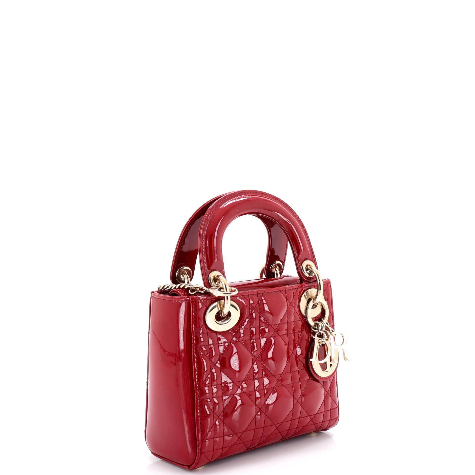 Lady Dior Chain Bag Cannage Quilt Patent Mini