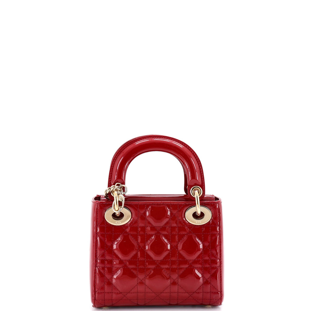 Lady Dior Chain Bag Cannage Quilt Patent Mini