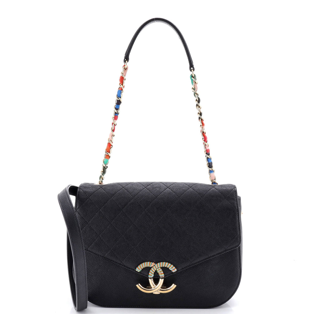 Thread Around Flap Bag Quilted Caviar Medium