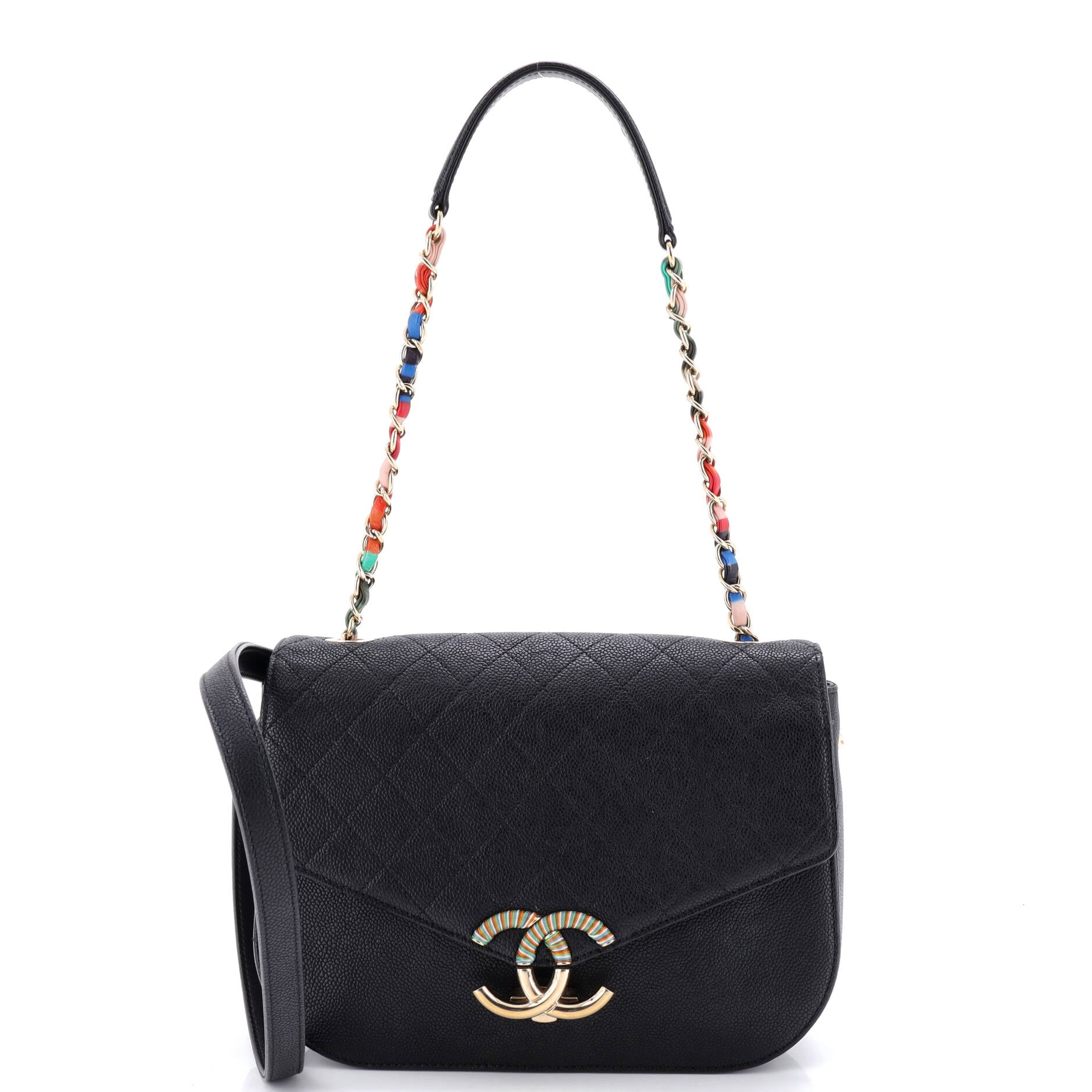 Thread Around Flap Bag Quilted Caviar Medium