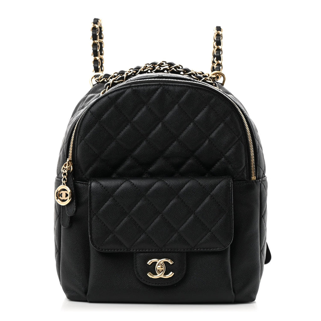 Caviar Quilted Medium Zip Around Backpack Black