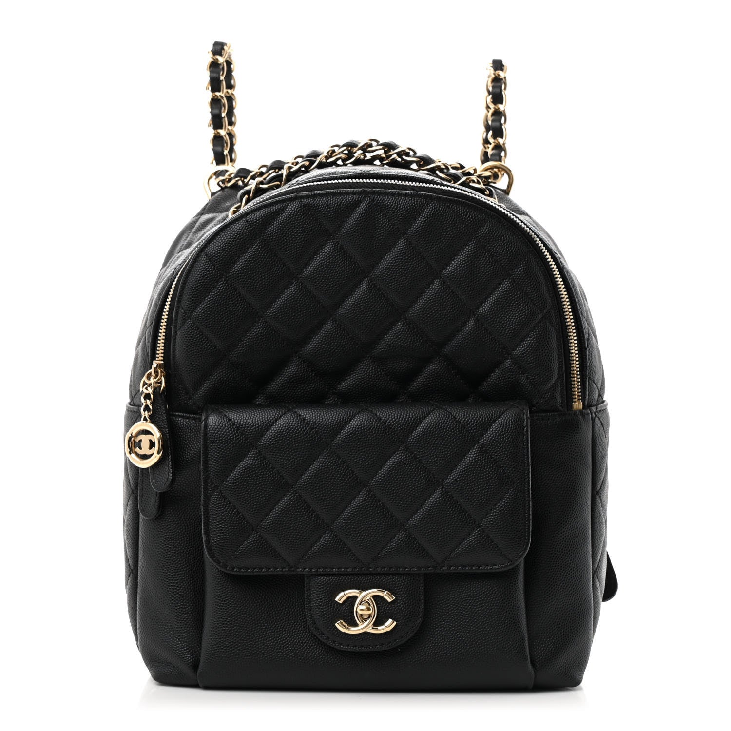 Caviar Quilted Medium Zip Around Backpack Black